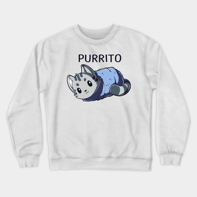 Purrito - Cute Cat Lover Quote Animal Lover Crewneck Sweatshirt by LazyMice